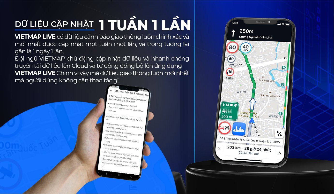 vietmap live cập nhật dữ liệu bản đồ 1 tuần 1 lần